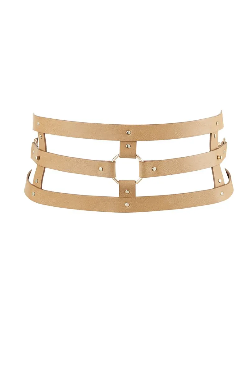WIDE BELT AND RESTRAINTS - Marron