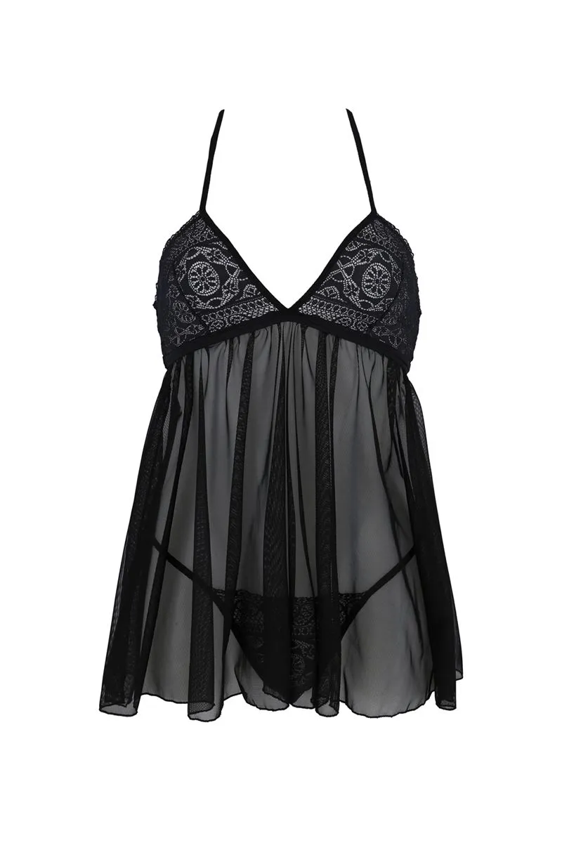 KERRIA Nuisette & String S/M Noir